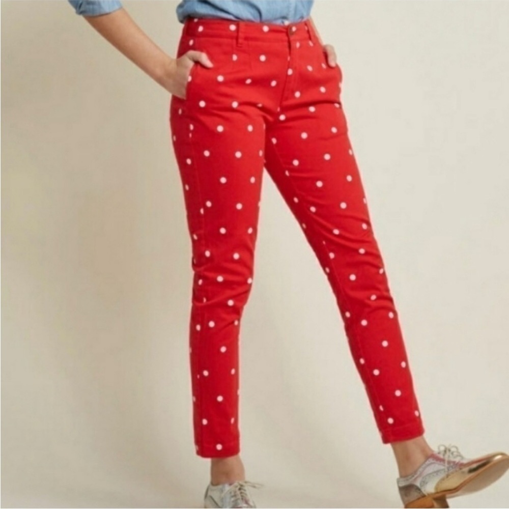 MODCLOTH RED POLKA DOT LEGENDARY LIFESTYLE PANTS